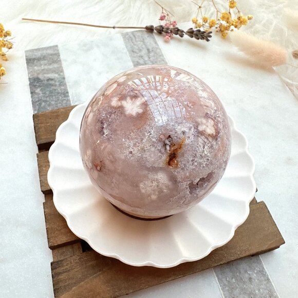 Gorgeous Pink Amethyst with Flower Agate Sphere - Picture 5 of 9